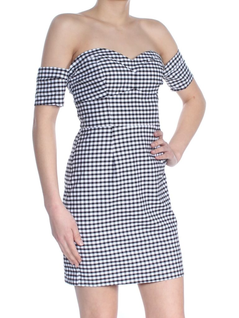 Lindsay Hubbard’s Off the Shoulder Checked Dress