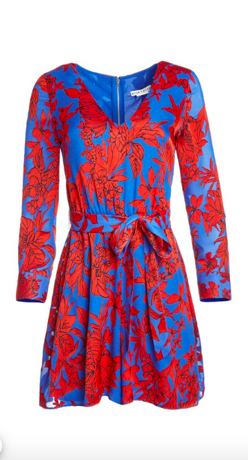 Teddi Mellencamps Blue and Red Printed Romper