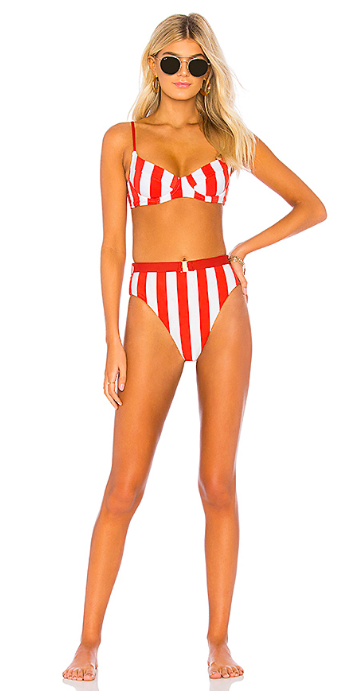 Amanda Batula's Red and White Striped Bikini