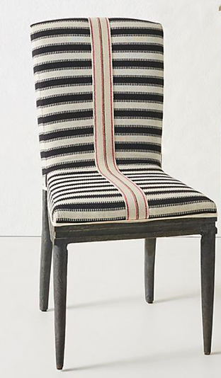 Chelsea Meissner’s Black And White Stripe Dining Chair In Her New House