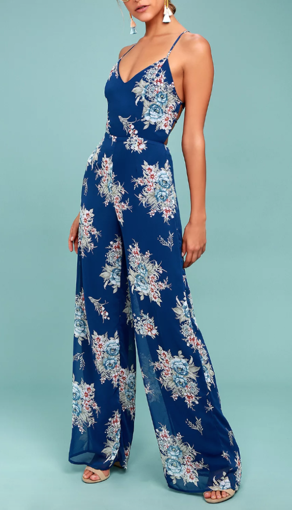 Danni Baird’s Blue Floral Jumpsuit