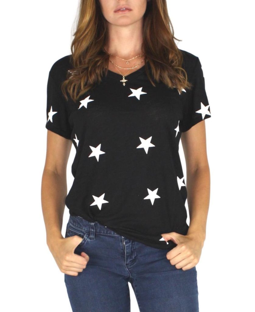 Naomie Olindo’s Black and White Star Print T Shirt