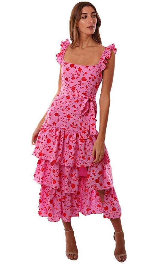 Cameran Eubanks’ Pink Floral Ruffle Dress