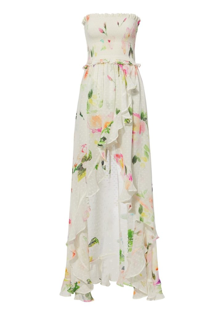 Tinsley Mortimer's White Strapless Floral Dress