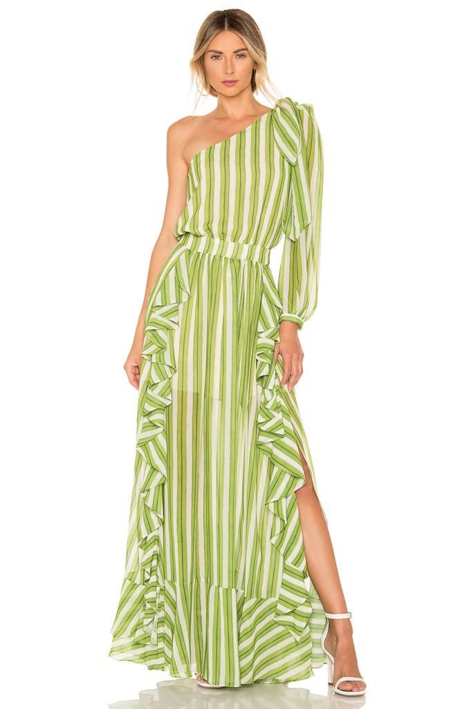 Kelly Dodd’s Green Striped Maxi Dress