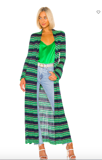 Teddi Mellencamp's Blue and Green Striped Long Cardigan