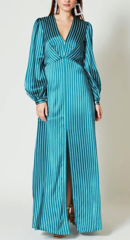 Cameran Eubanks’ Blue Striped Maxi Dress