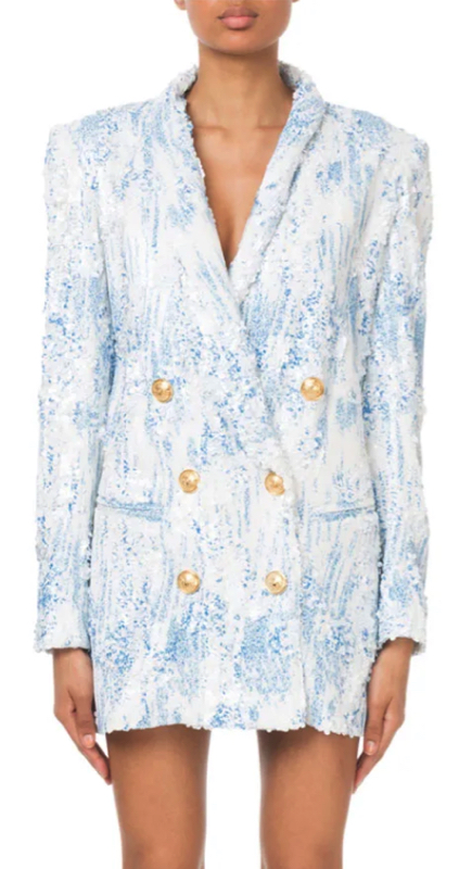 Dorinda Medley’s White and Blue Sequin Blazer