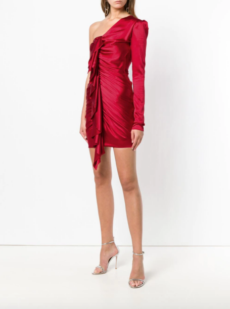 Dorit Kemsley’s Red Satin Asymmetrical Dress | Big Blonde Hair