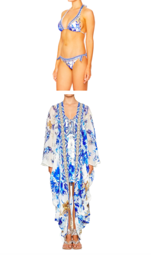 Kelly Dodd's Blue Printed Bikini and Cover Up