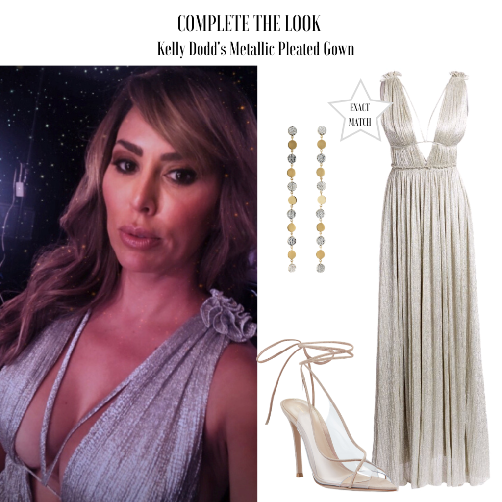 Kelly Dodd's Silver Pleated Gown