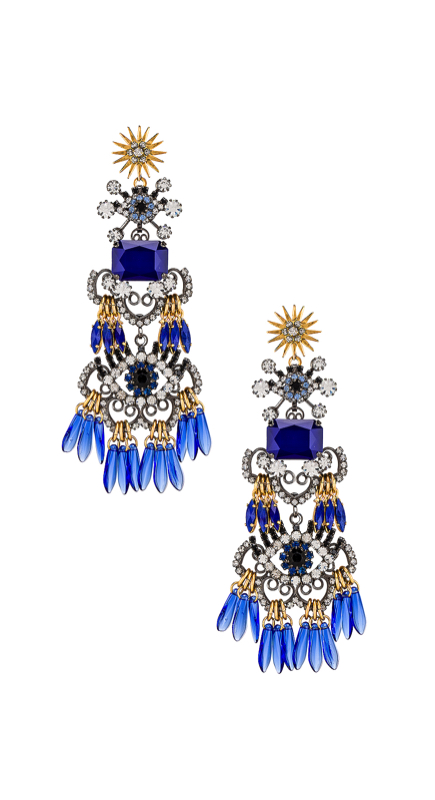Stephanie Hollman’s Blue Embellished Chandelier Earrings