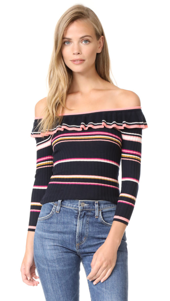 D’Andra Simmons’ Striped Ruffle Sweater
