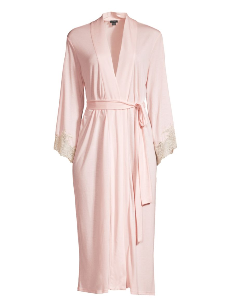 Kameron Westcott’s Pink Lace Trim Robe