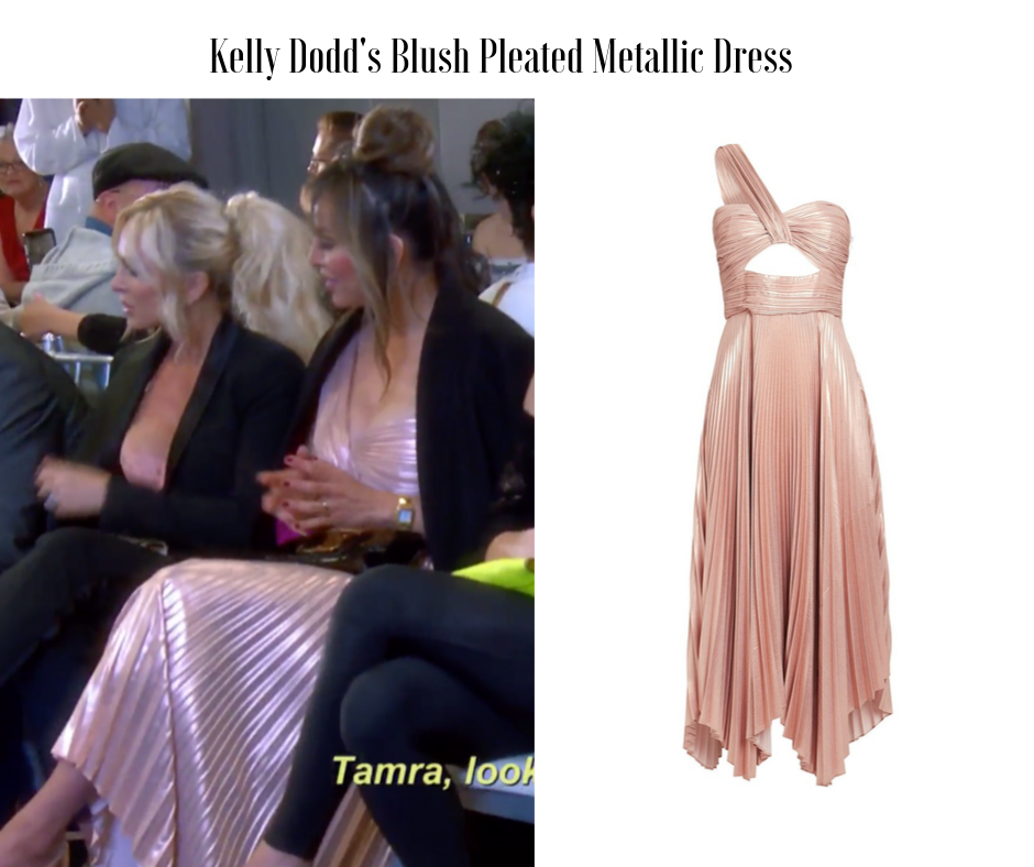Kelly Dodd's Blush Metallic Pleated Dress
