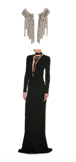 Lisa Rinna's Black Lace Up Gown