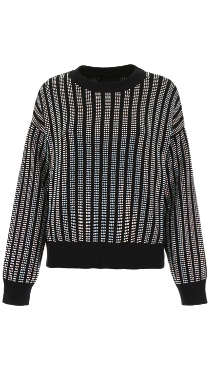 Stephanie Hollman’s Black Crystal Striped Sweater | Big Blonde Hair
