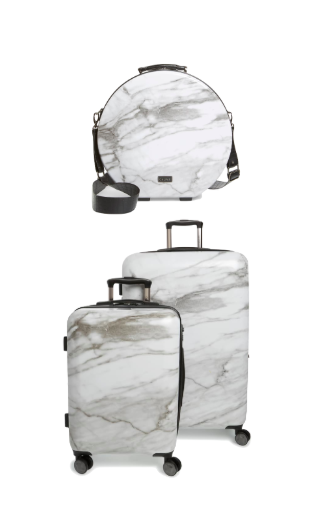 Kelly Dodd's White Marbled Luggage