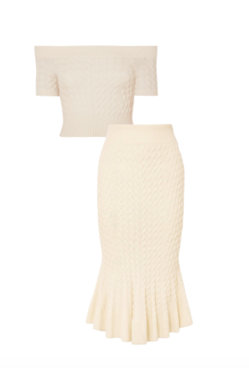 Kristin Cavallari's Ivory Cable Knit Top and Skirt