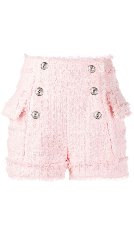 Stephanie Hollman’s Pink Tweed Shorts