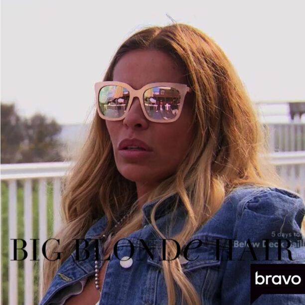 Dolores Catania s Rose Gold Mirrored Sunglasses Big Blonde Hair