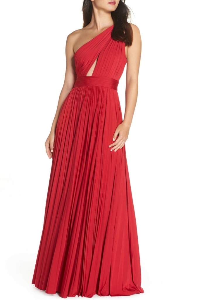 Kelley Flanagan’s Red One Shoulder Gown
