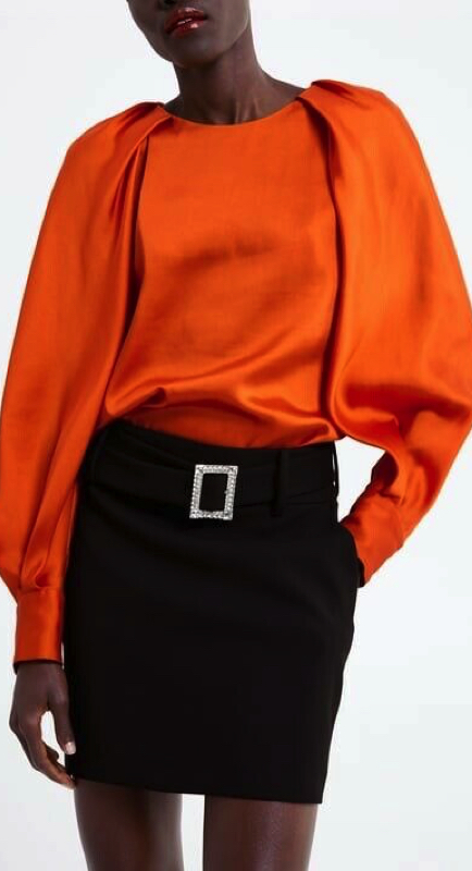Margaret Josephs' Orange Puff Sleeve Blouse