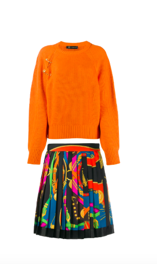 Dorit Kemsley's Orange Safety Pin Sweater