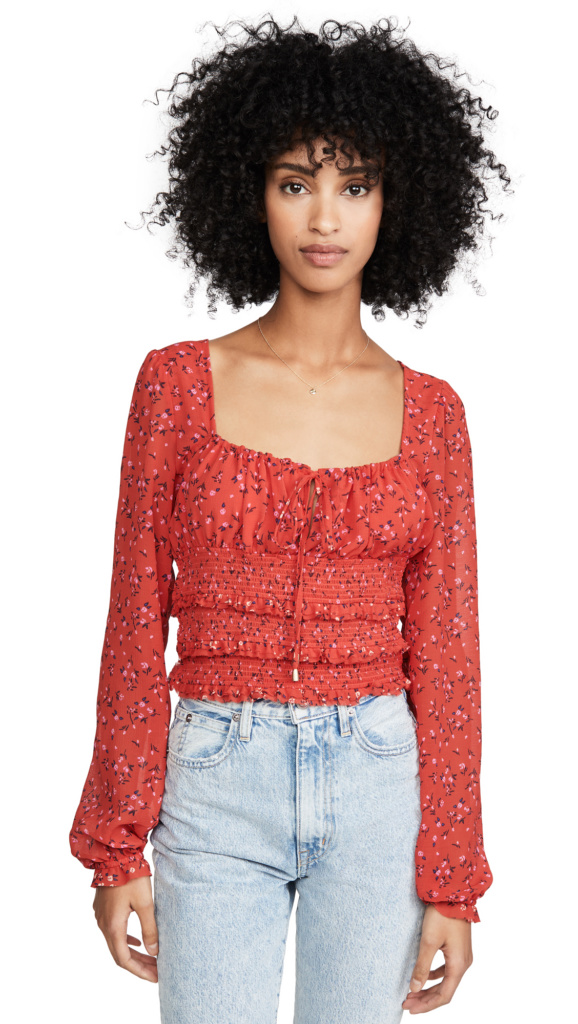 Victoria Fuller’s Red Floral Top