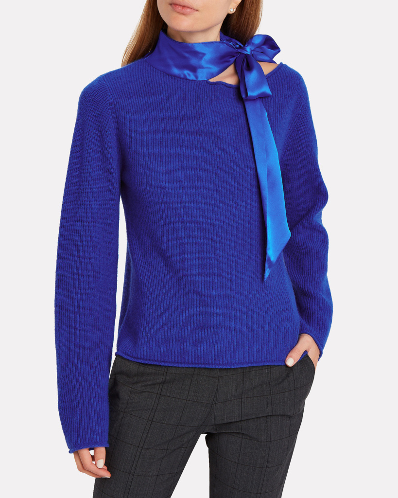Kelly Dodd’s Cobalt Tie Neck Sweater