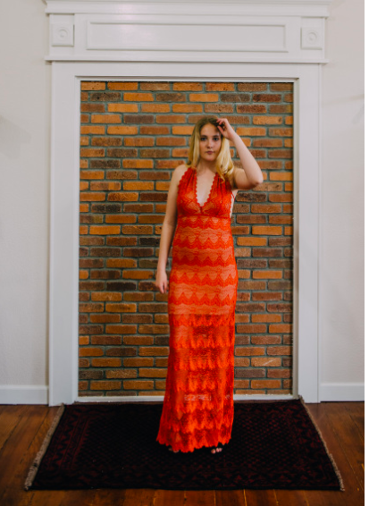 Kristin Doute's Red Lace Maxi Dress