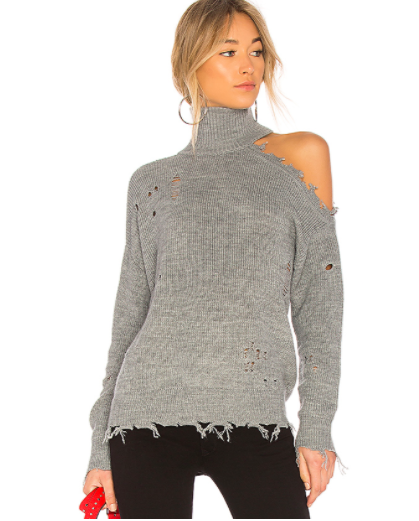 Tracy Tutor's Grey Distressed Sweater