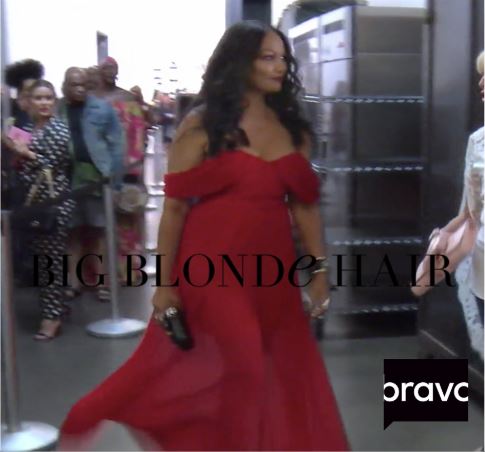 Garcelle Beauvias' Red Off The Shoulder Jumpsuit