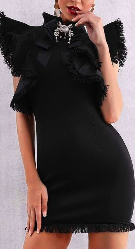 Sonja Morgan’s Black Crystal Bow Dress
