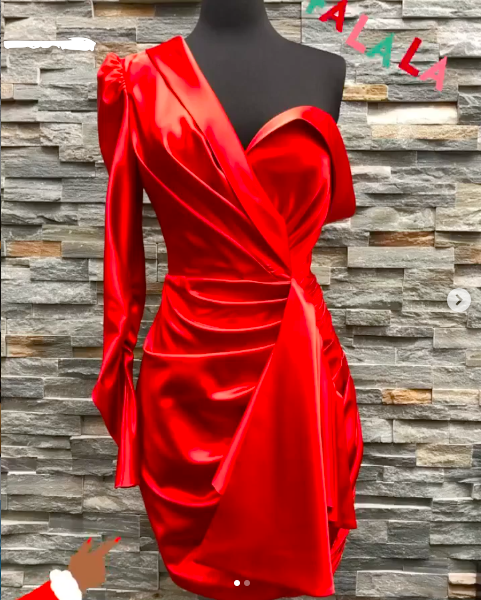 Raquel Leviss' Red Asymmetrical Shoulder Dress