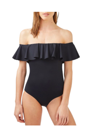 Stassi Schroeder's Black Off The Shoulder Swimsuit