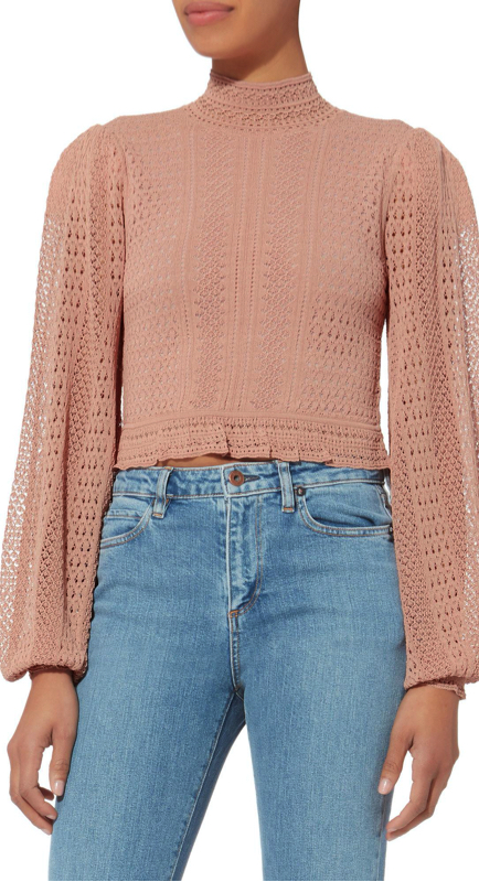 Tinsley Mortimer’s Pink Open Knit Top