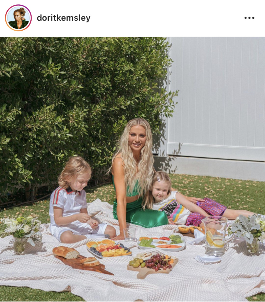 Dorit Kemsley's Cream Waffle Blanket on Instagram