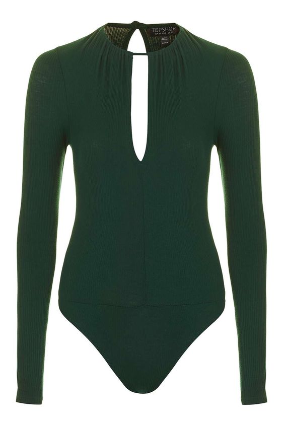 Garcelle Beauvais' Green Ribbed Keyhole Bodysuit