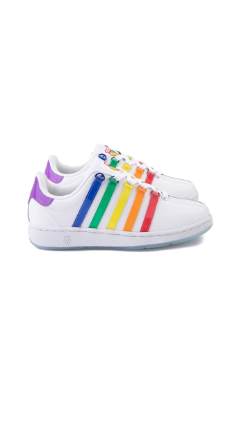 Kyle Richards' Rainbow Stripe Sneakers