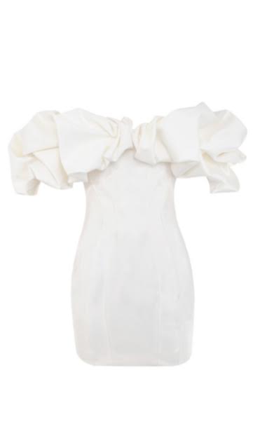 Kyle Richards' White Ruffle Off The Shoulder Dress