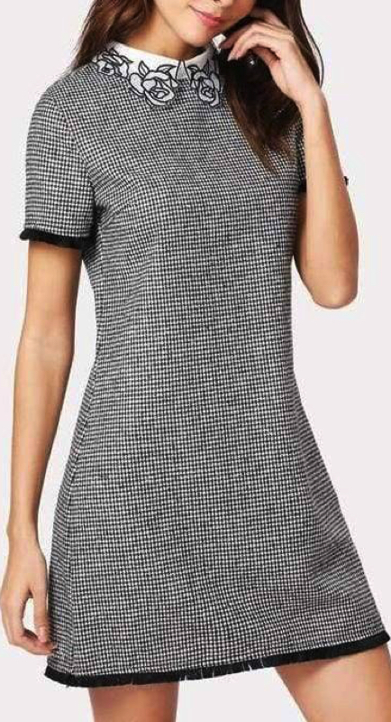 Sonja Morgan’s Houndstooth Embroidered Collar Dress