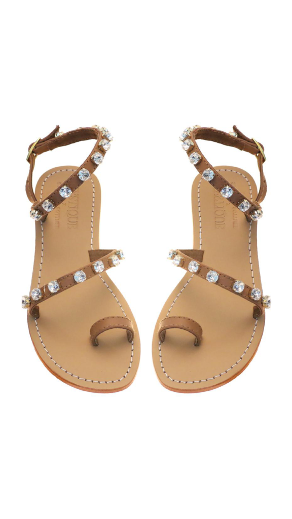 Teddi Mellencamp's Brown Crystal Embellished Sandals