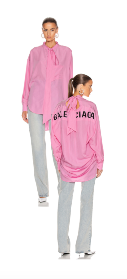 Tracy Tutor's Pink Balenciaga Blouse on Instastories