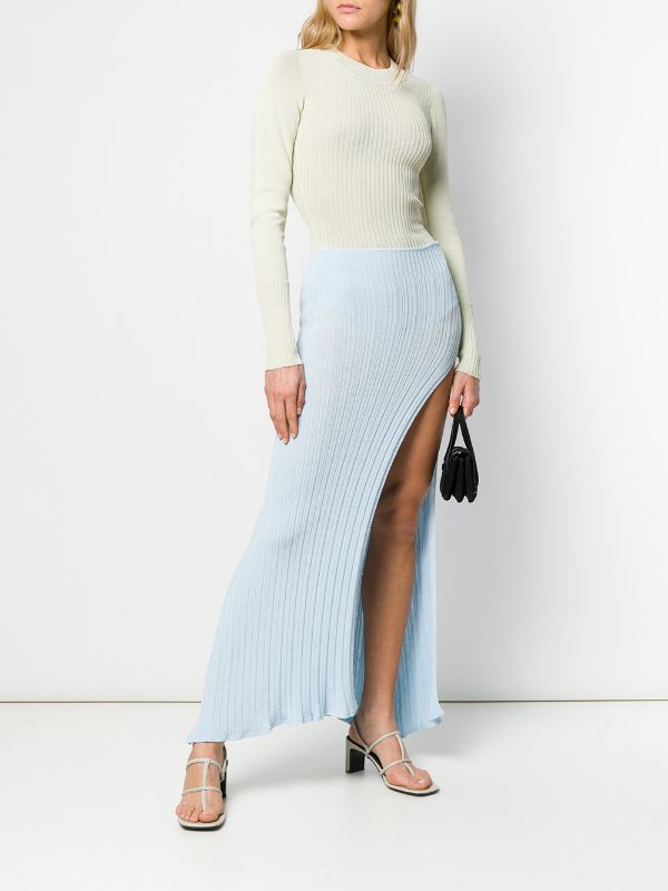 Tracy Tutor's Blue Side Slit Maxi Skirt