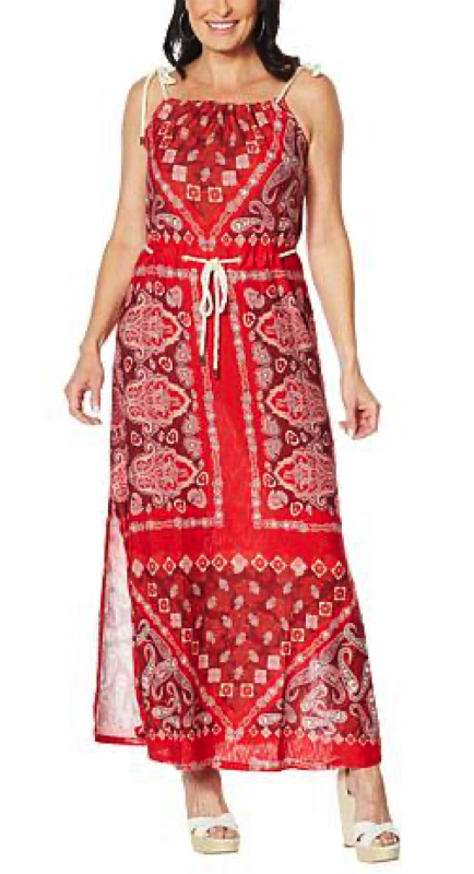 Bethenny Frankel’s Red Paisley Maxi Dress