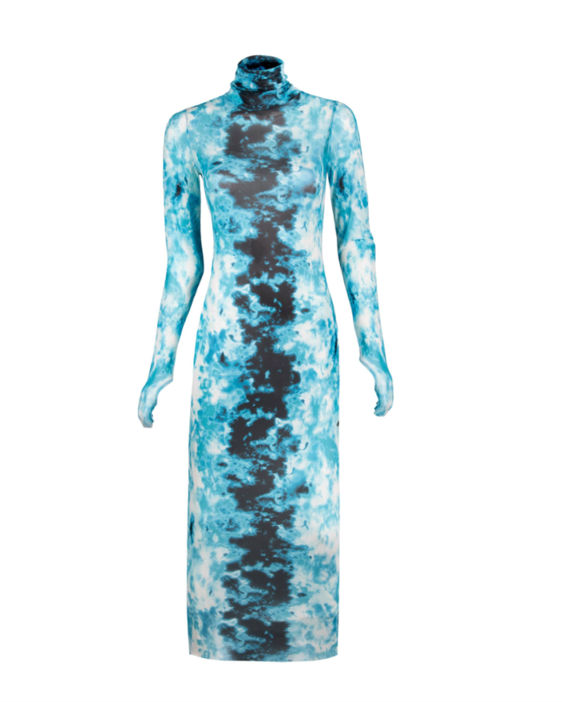 Blue Tie and Dye A-Line Dress