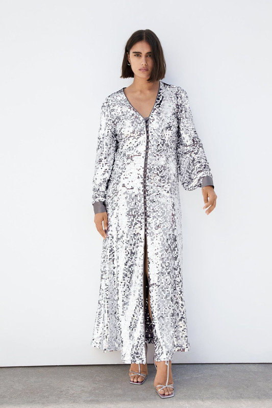 Garcelle Beauvais' Silver Sequin Maxi Dress