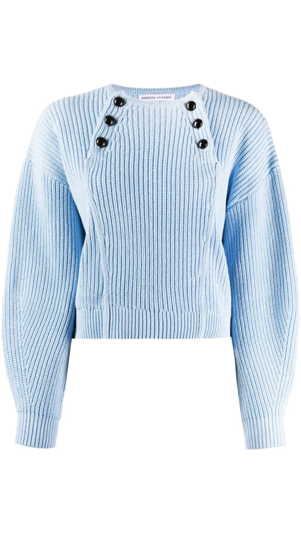 Leah McSweeney’s Blue Button Detail Sweater