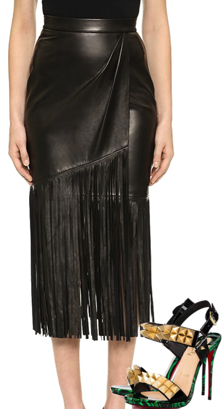 Tiffany Moon’s Black Leather Fringe Skirt